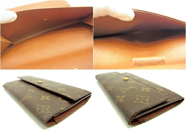 LOUIS VUITTON Long Wallet Purse M61215 PVCx leather Brown Porte Tresor International