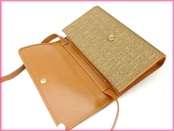 GUCCI Clutch bag leather light brown 2WAY