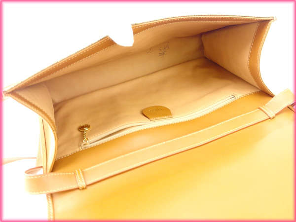 GUCCI Clutch bag leather light brown 2WAY