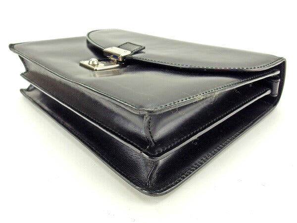 GUCCI business bag leather Black x silver
