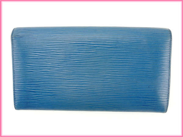LOUIS VUITTON Long Wallet Purse M63575 blue Pochette Porto Monnet Credit