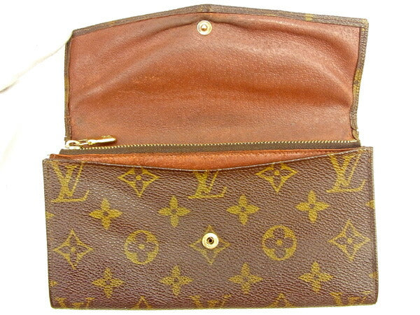 LOUIS VUITTON Long Wallet Purse M61724 PVCx leather Brown Former Pochette Porte Monnaie Credit