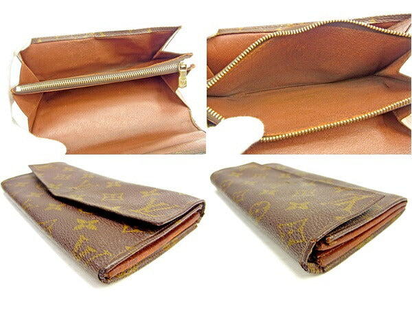 LOUIS VUITTON Long Wallet Purse M61724 PVCx leather Brown Former Pochette Porte Monnaie Credit