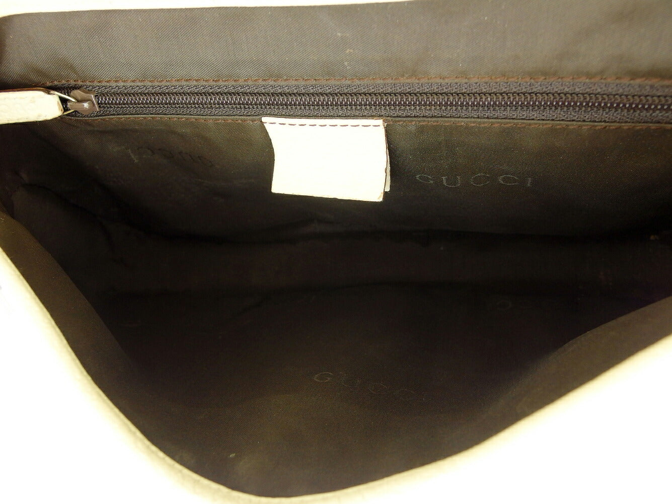 GUCCI Shoulder Bag Beige Brown White Silver