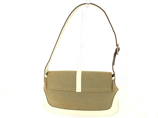 GUCCI Shoulder Bag Beige Brown White Silver