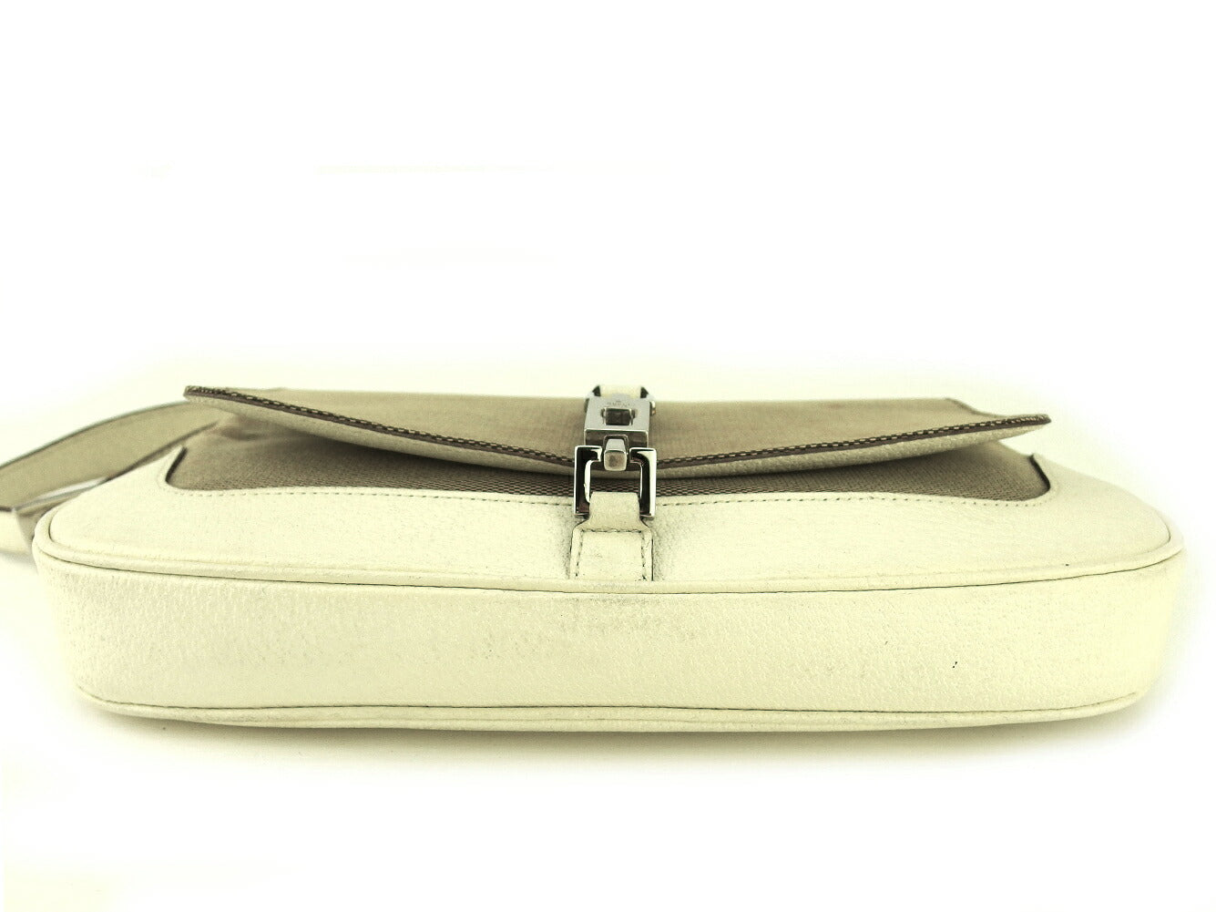 GUCCI Shoulder Bag Beige Brown White Silver