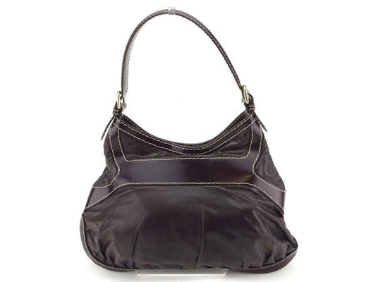 GUCCI Shoulder Bag 189885 Dark brown x gold