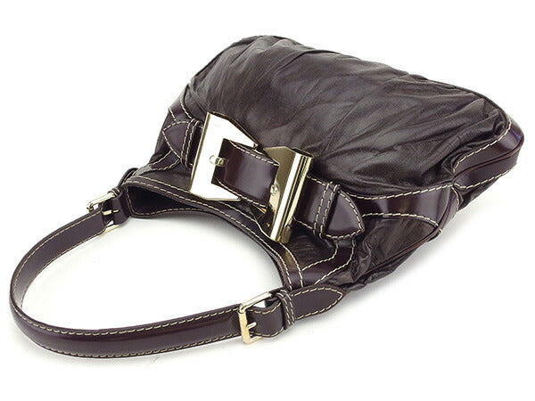 GUCCI Shoulder Bag 189885 Dark brown x gold