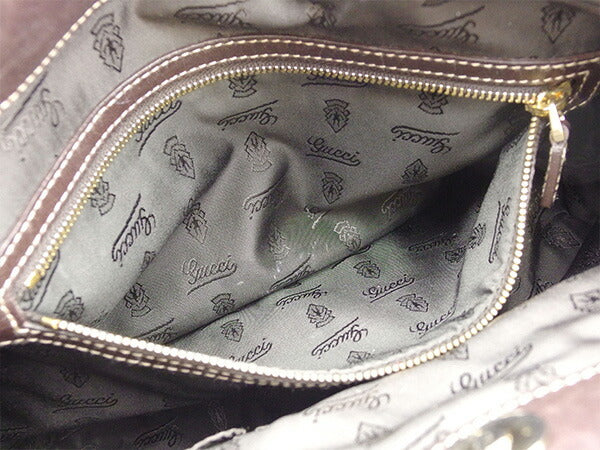 GUCCI Shoulder Bag 189885 Dark brown x gold