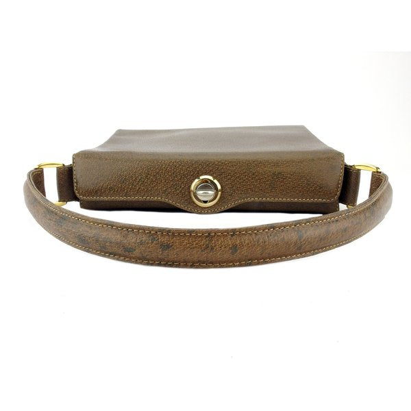 GUCCI Handbag Brown Gold Silver Old Gucci with pouch and mirror