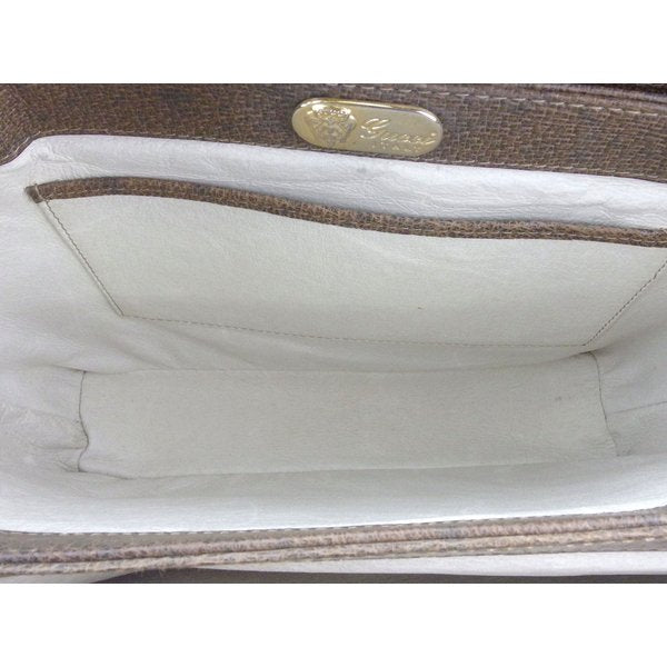 GUCCI Handbag Brown Gold Silver Old Gucci with pouch and mirror