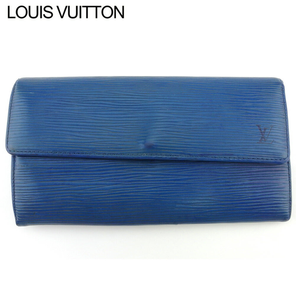 LOUIS VUITTON Long Wallet Purse M63575 Blue gold Pochette Porto Monécredi