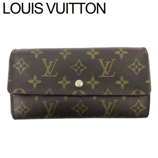 LOUIS VUITTON Long Wallet Purse M61724 Brown beige gold Pochette Porto Monécredi
