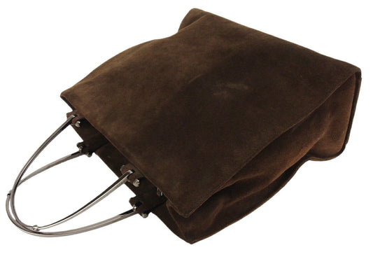 GUCCI Tote Bag Brown silver