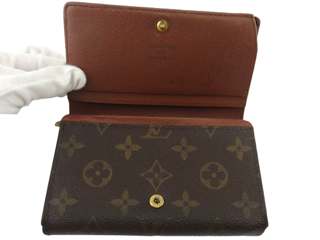 LOUIS VUITTON Long Wallet Purse M61730 Brown beige gold Portonebi Tresol