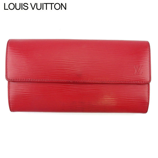 LOUIS VUITTON Long Wallet Purse Red Silver Portefeuille Sarah
