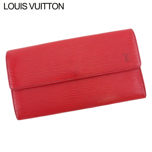LOUIS VUITTON Long Wallet Purse M63577 Red gold Pochette Porto Monécredi