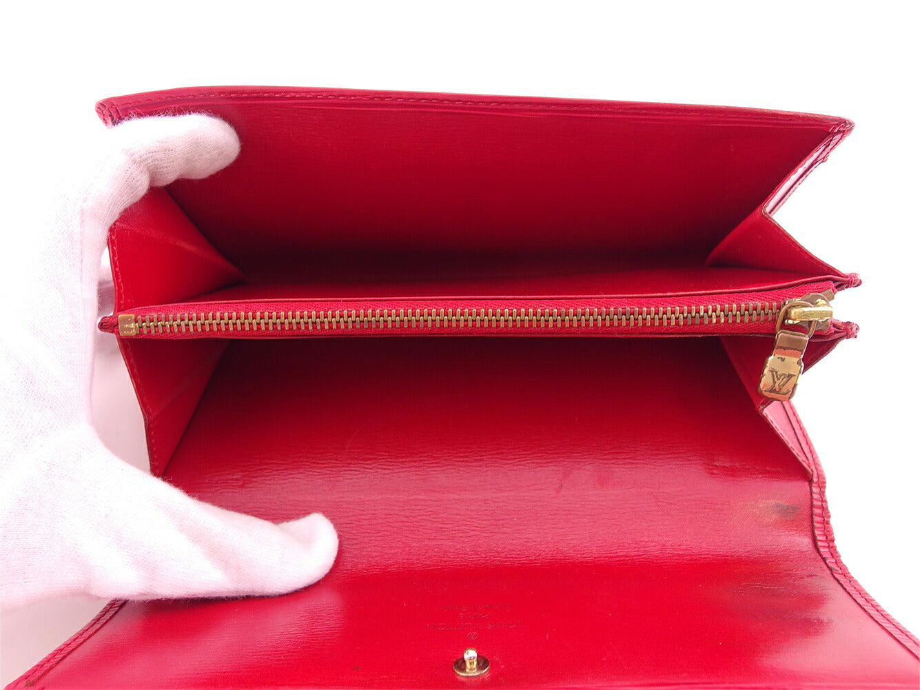 LOUIS VUITTON Long Wallet Purse M63577 Red gold Pochette Porto Monécredi