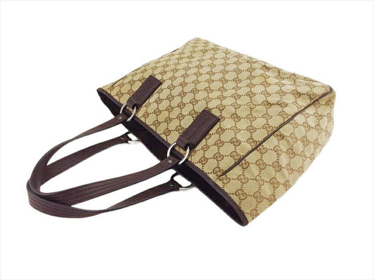GUCCI Tote Bag 113017 Beige x brown GG pattern