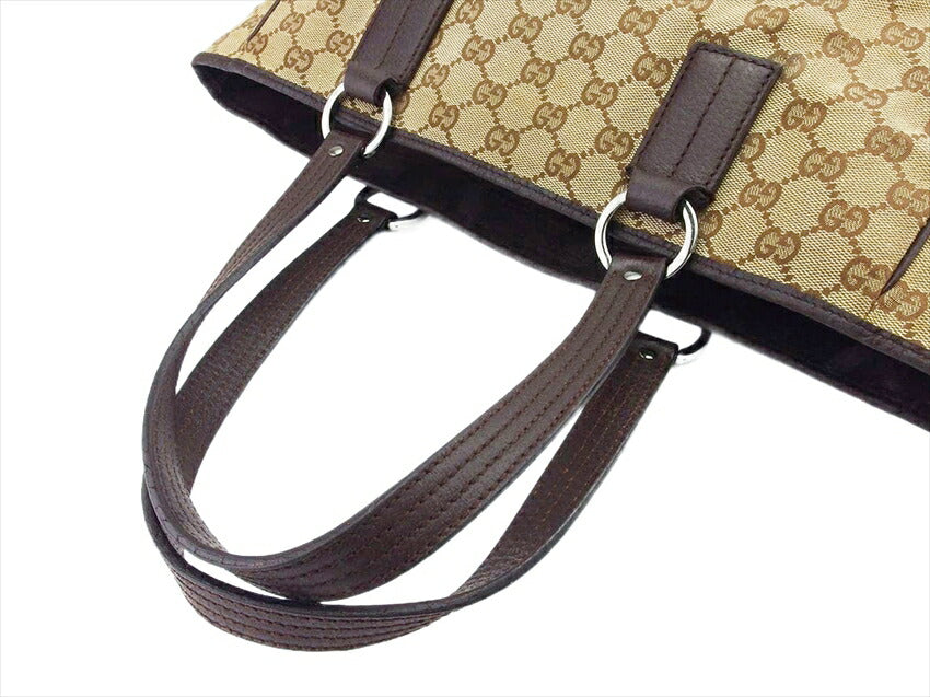 GUCCI Tote Bag 113017 Beige x brown GG pattern