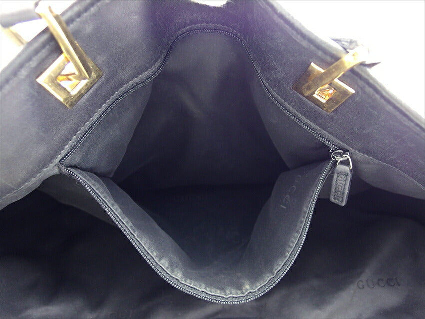 GUCCI Tote Bag Black x Gold GG pattern