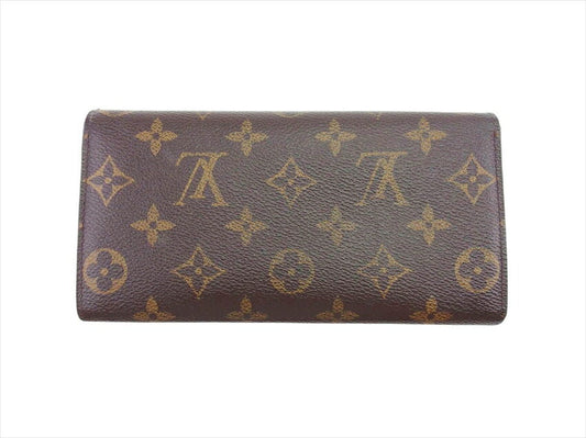 LOUIS VUITTON Long Wallet Purse M61734 Brown beige gold Portefeuille Sarah