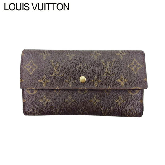 LOUIS VUITTON Long Wallet Purse M61215 Brown beige gold Porte Tresor International