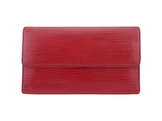 LOUIS VUITTON Long Wallet Purse M63387 Red Porte Tresor International