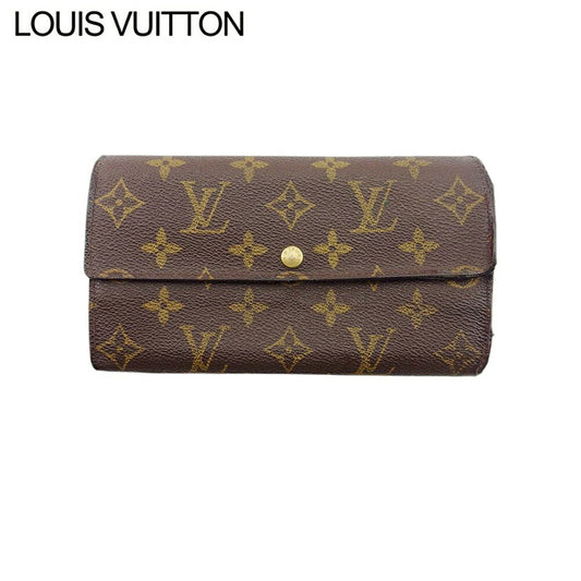 LOUIS VUITTON Long Wallet Purse M61725 Brown beige gold Pochette Porto Monécredi
