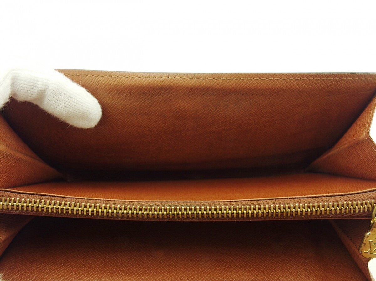 LOUIS VUITTON Long Wallet Purse M61725 Brown beige gold Pochette Porto Monécredi