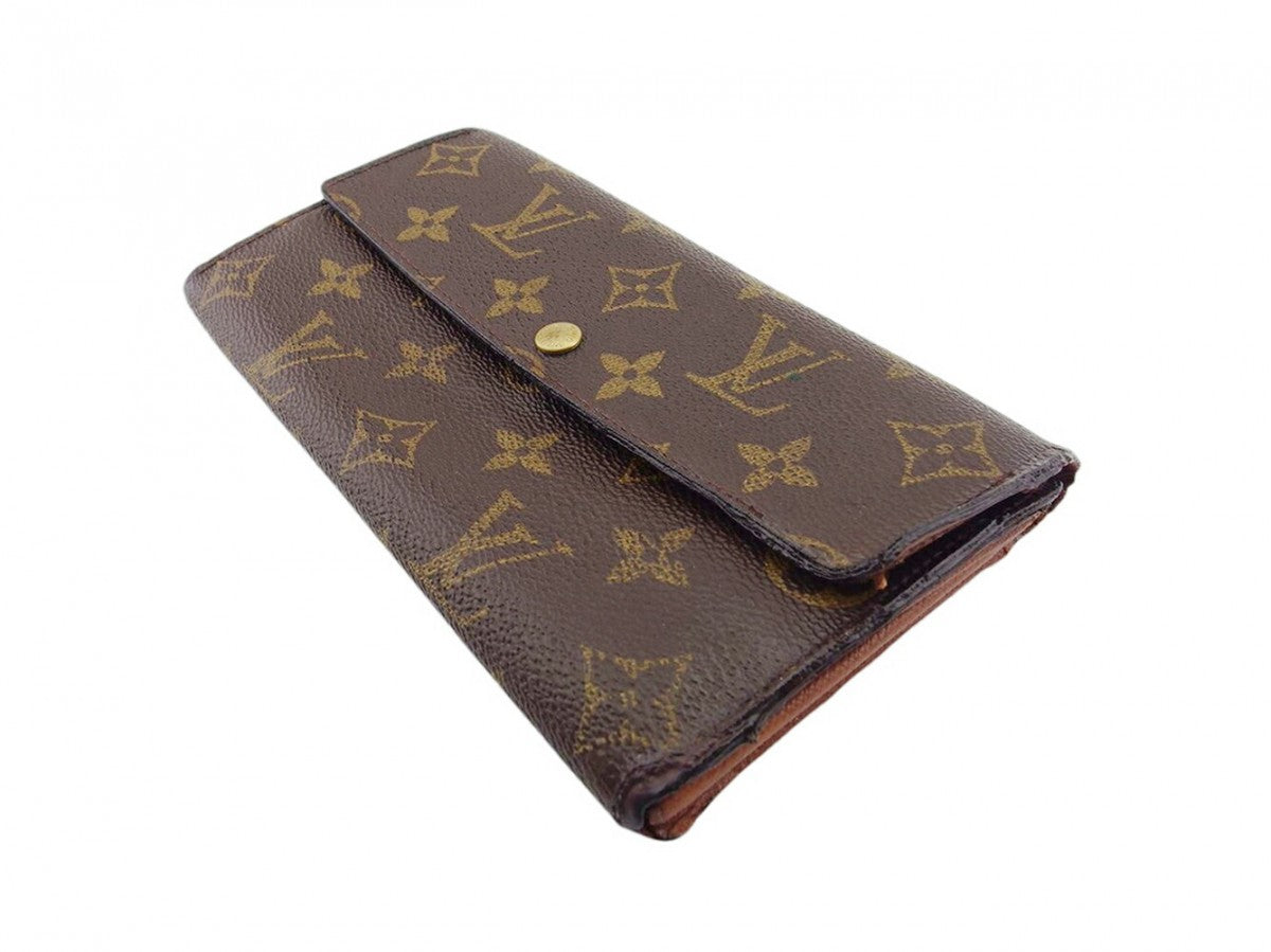 LOUIS VUITTON Long Wallet Purse M61725 Brown beige gold Pochette Porto Monécredi