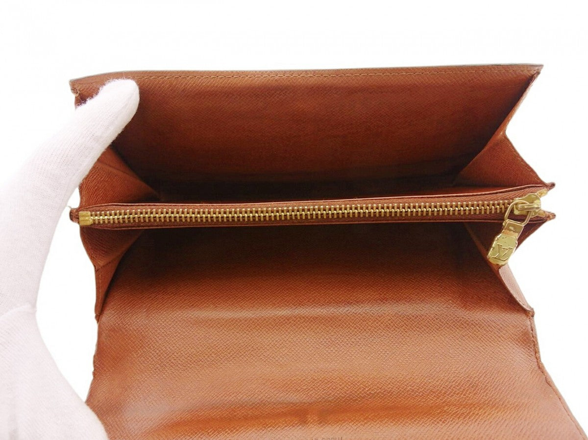 LOUIS VUITTON Long Wallet Purse M61725 Brown beige gold Pochette Porto Monécredi