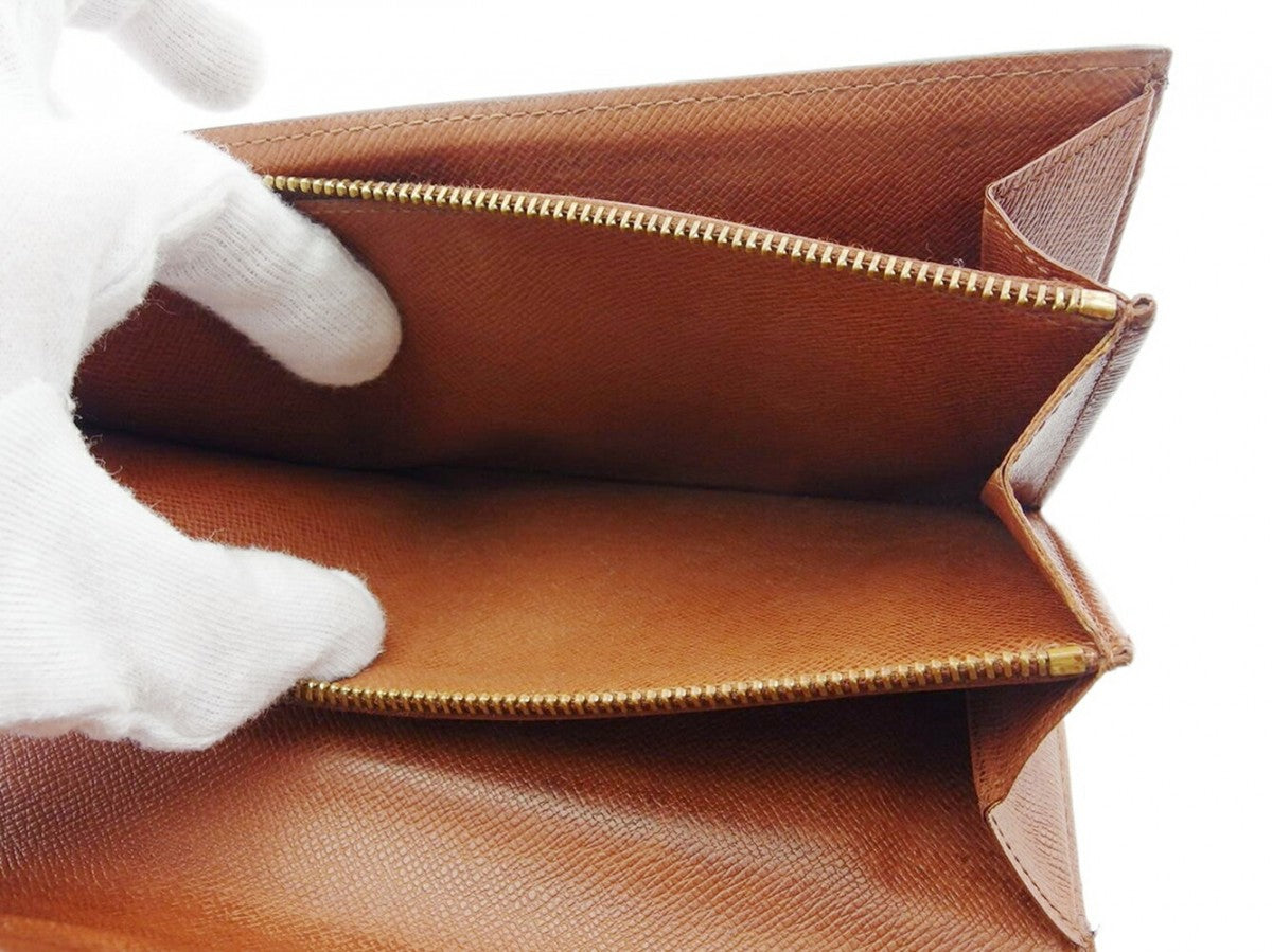 LOUIS VUITTON Long Wallet Purse M61725 Brown beige gold Pochette Porto Monécredi