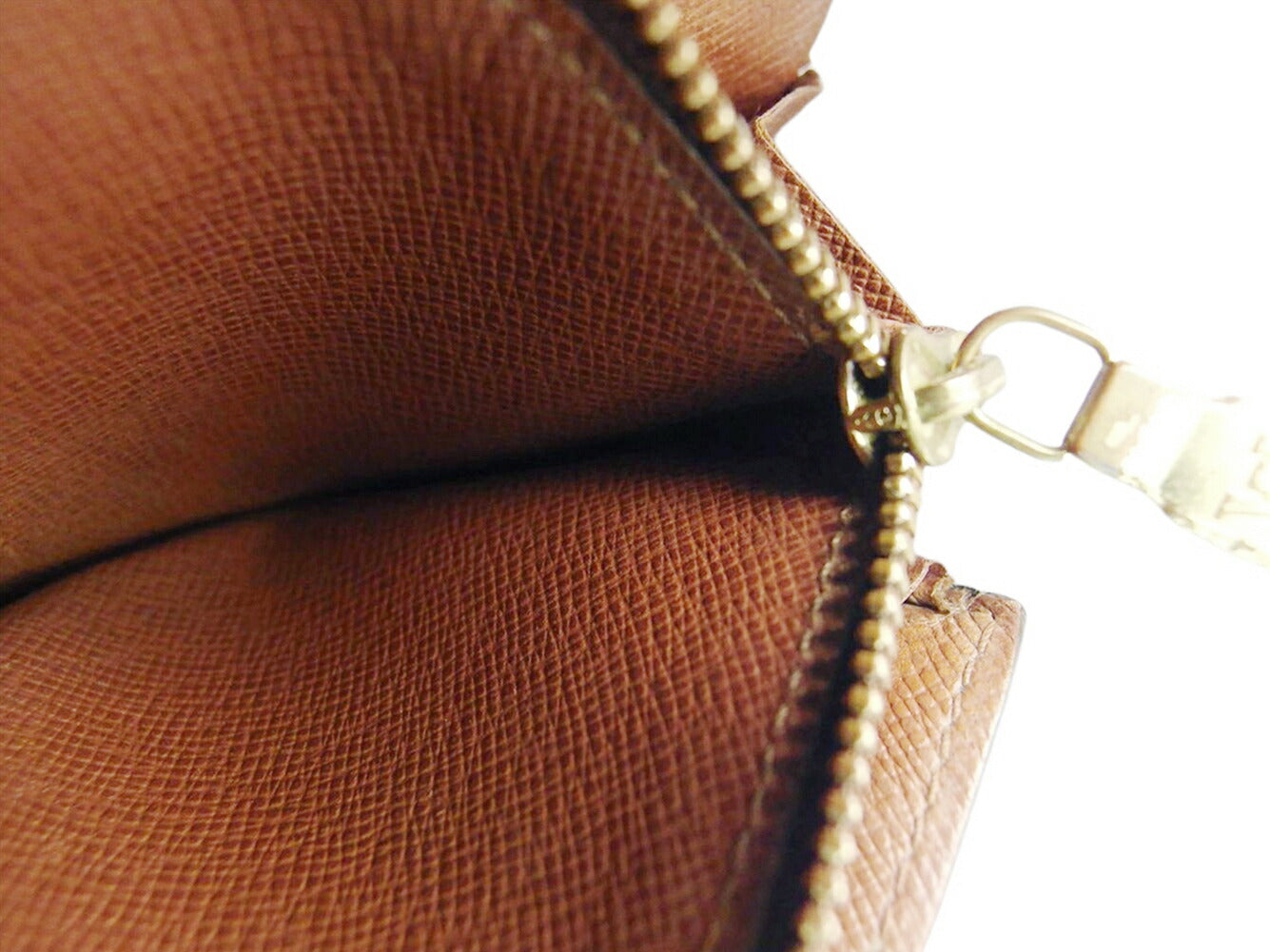 LOUIS VUITTON Long Wallet Purse M61725 Brown beige gold Pochette Porto Monécredi