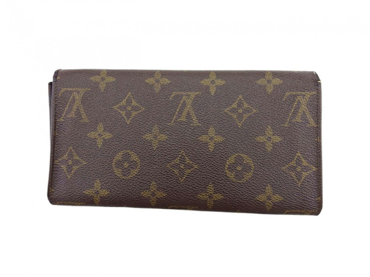 LOUIS VUITTON Long Wallet Purse M61724 Brown beige gold Pochette Porto Monécredi