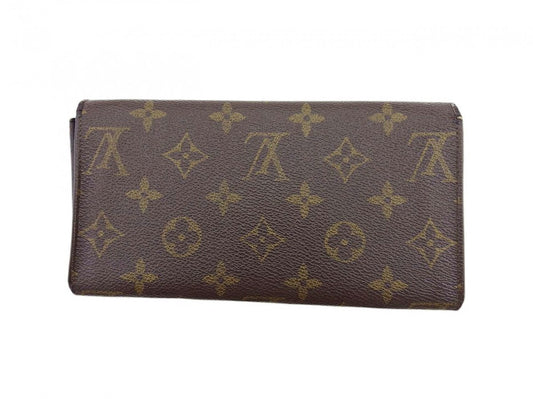 LOUIS VUITTON Long Wallet Purse M61724 Brown beige gold Pochette Porto Monécredi