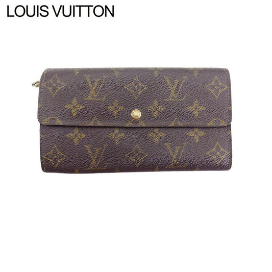 LOUIS VUITTON Long Wallet Purse M61724 Brown beige gold Pochette Porto Monécredi
