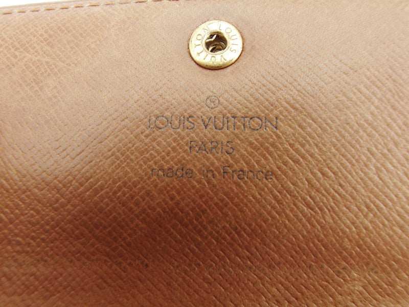 LOUIS VUITTON Long Wallet Purse M61724 Brown beige gold Pochette Porto Monécredi