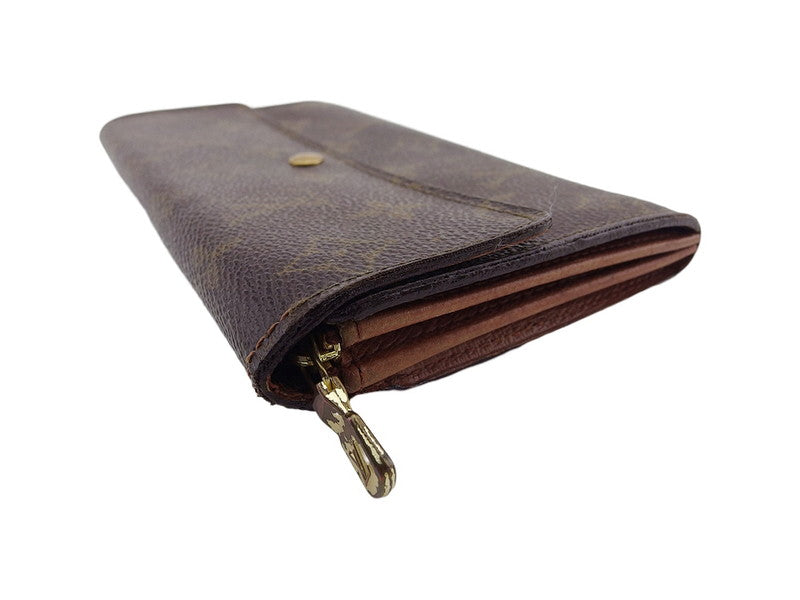 LOUIS VUITTON Long Wallet Purse M61724 Brown beige gold Pochette Porto Monécredi
