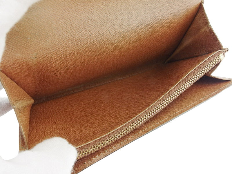 LOUIS VUITTON Long Wallet Purse M61724 Brown beige gold Pochette Porto Monécredi