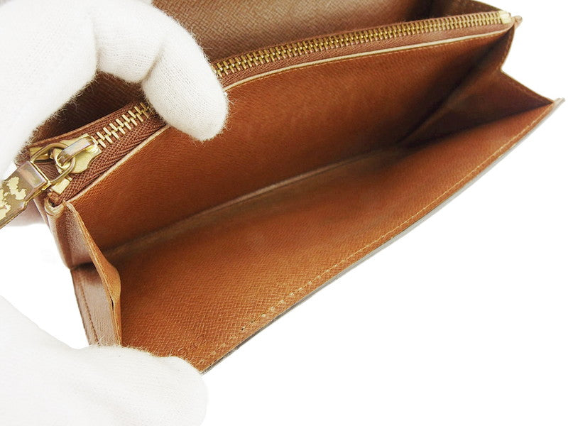 LOUIS VUITTON Long Wallet Purse M61724 Brown beige gold Pochette Porto Monécredi