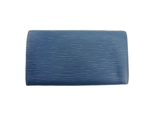 LOUIS VUITTON Long Wallet Purse M63575 Blue gold Pochette Porto Monécredi