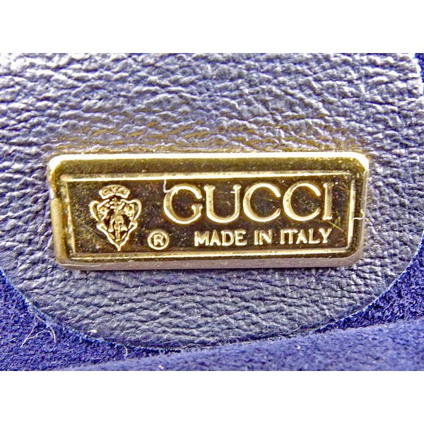 GUCCI Clutch bag Navy gold Old Gucci
