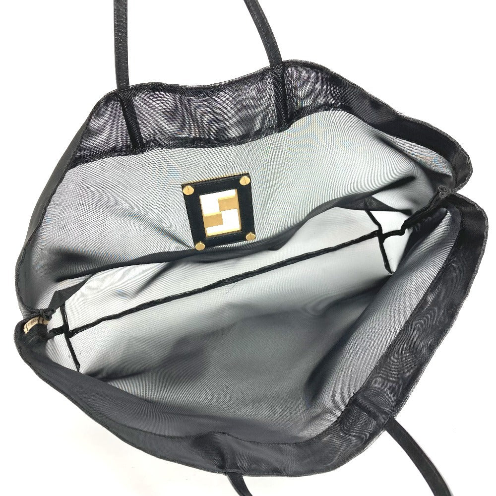 FENDI Handbag Leather / nylon black Mesh FF logo