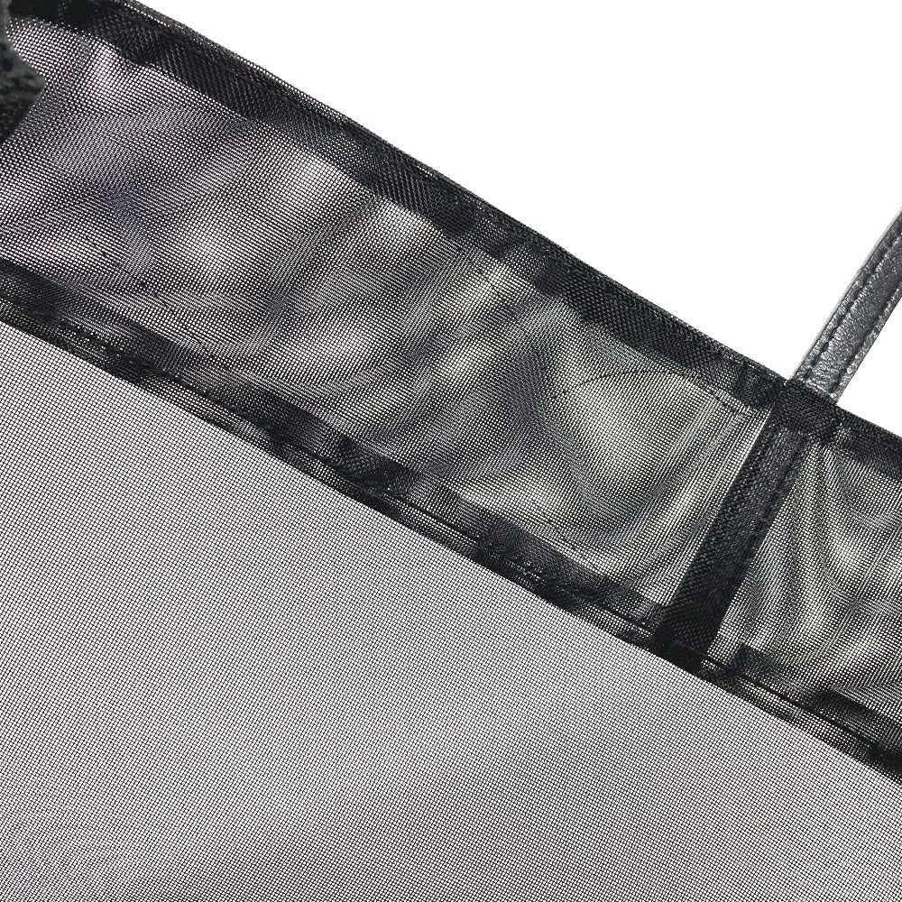 FENDI Handbag Leather / nylon black Mesh FF logo