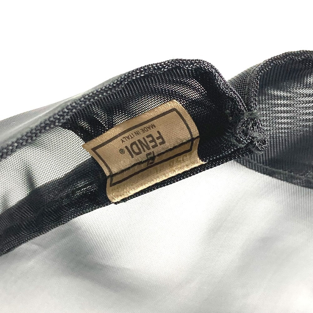 FENDI Handbag Leather / nylon black Mesh FF logo