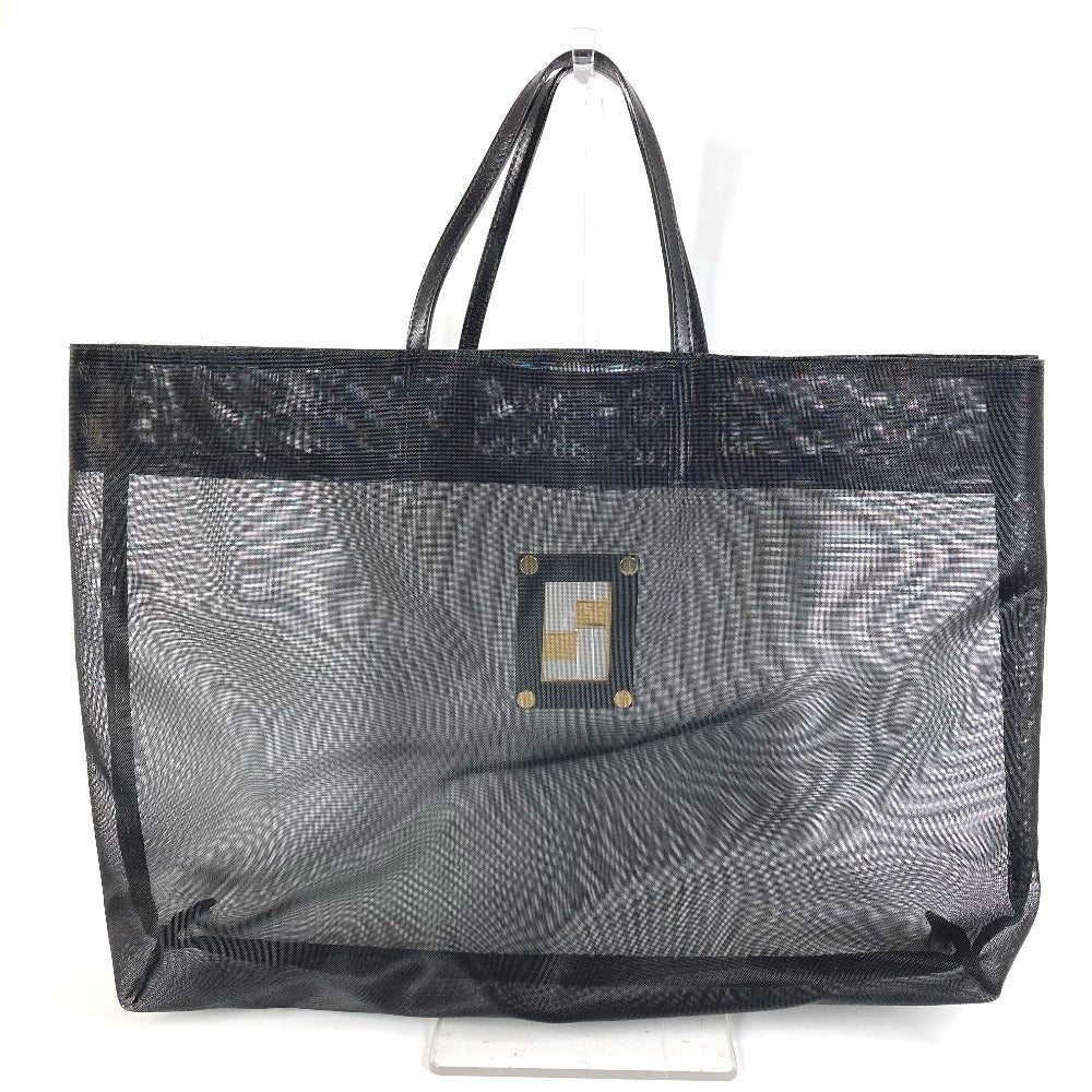 FENDI Handbag Leather / nylon black Mesh FF logo