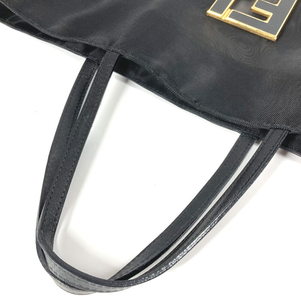 FENDI Handbag Leather / nylon black Mesh FF logo