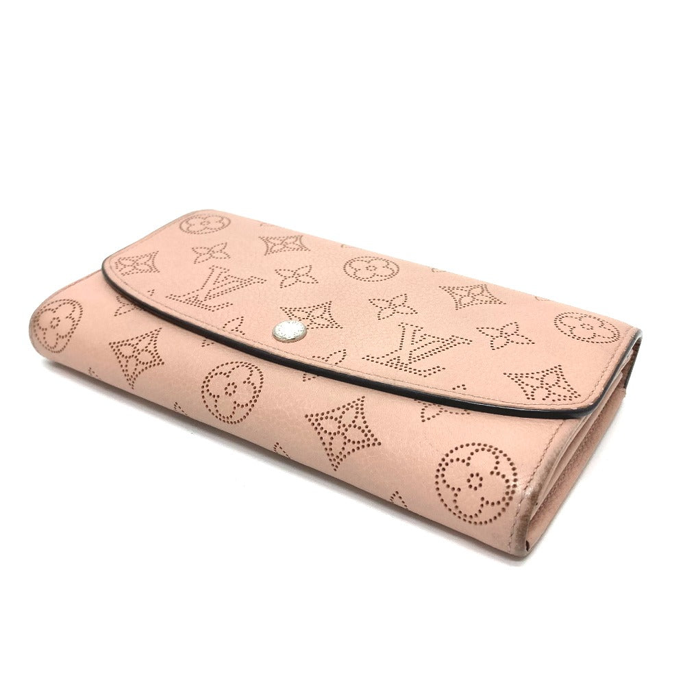 LOUIS VUITTON Long Wallet Purse M60145 monogram mahina leather pink Monogram Mahina Portefeuille Iris Women Used Authentic