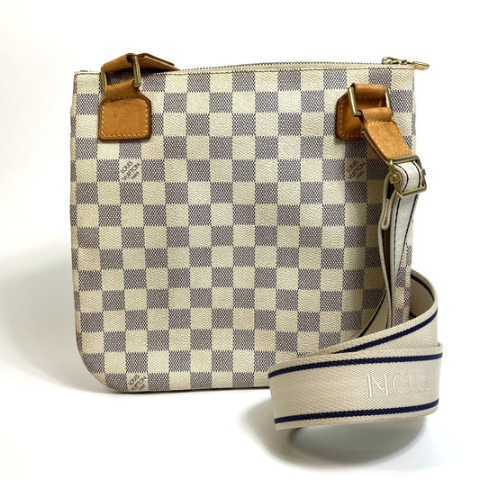 LOUIS VUITTON Shoulder Bag N51112 Damier Azur Canvas white Damier Azur Pochette Bosphore Women Used Authentic